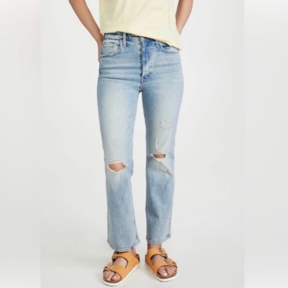Mother The Tripper Cut Flowers Wash Straight Leg Ripped High Rise‎ Jeans Size 27